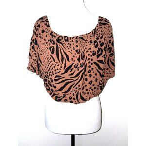 Hurley Animal Print Cropped Top Size Large